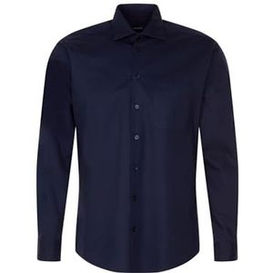 Seidensticker Casual overhemd voor heren, regular fit, zacht, kent-kraag, lange mouwen, 100% katoen, donkerblauw, M