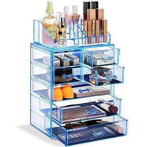Sorbus Transparante cosmetische make-up organizer - make-up en sieraden opslag, koffer en display - ruim ontwerp - geweldig voor dressoir, badkamer, ijdelheid en aanrecht (3 grote, 4 kleine laden)
