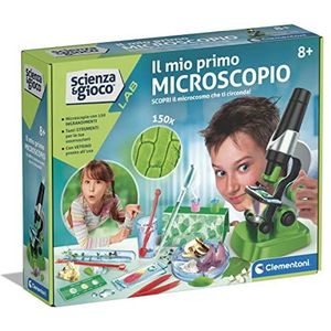 Clementoni - 19347 - Wetenschap en Game Lab - Mijn eerste microscoop - laboratorium optische microscoop 150X, wetenschappelijke experimenten voor kinderen vanaf 8 jaar (spel in het Italiaans), Made in