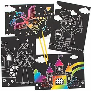 Baker Ross FE514 Sprookjes Afbeeldingen met Krasfolie - Pak van 8, Graveerkunst voor Kinderen, Creative Activiteiten voor Kinderen, Knutselset voor Creatieve Geest