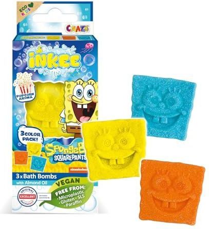 INKEE - Mini Pack - Bombes de Bain - Bob l'éponge - Popcorn - 3 Stuks