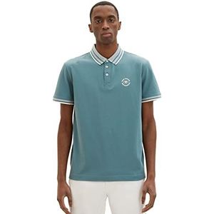 TOM TAILOR Uomini Poloshirt 1035575, 30105 - deep bluish green, S