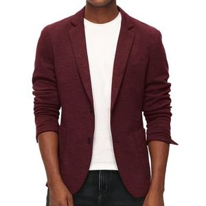PJ PAUL JONES Casual gebreide blazer voor heren, twee knopen, lichtgewicht, ongevoerde sportjas, Bordeaux, M