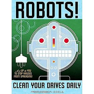 Wee Blue Coo Reclame Mock Robot Schoon Drive Dagelijkse Plug Tijd Reizen USA Grappige Grote Kunst Print Poster Muur Decor 18x24 inch