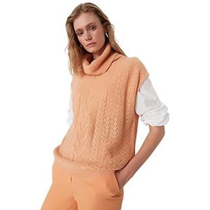 TRENDYOL Dames Fisherman Collar Knitwear Sweater, Salmon Color, S, Salmon Kleur, S
