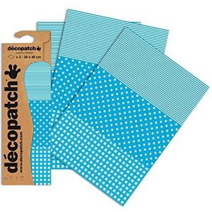 Decopatch Papier No. 549 (blauw puntruit wit, 395 x 298 mm) 3-pack