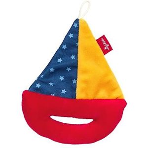 Sigikid RedStars reifling Zeilboot, babyspeelgoed met knisterfolie en rammelaar: grijpen, ontdekken, spelen, voor baby's vanaf de geboorte, art.nr. 42875, rood-blauw-geel 12x15x3 cm
