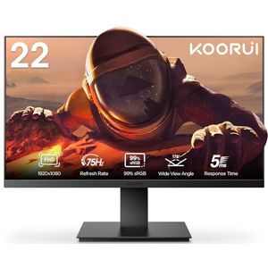 KOORUI 22 inch business computer monitor desktop FHD 1080p 75Hz Ultra Slim frame oogverzorging HDMI VGA LED-monitor voor PC zwart