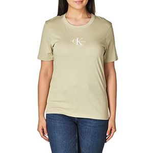 Calvin Klein Monogram Logo Slim Fit T-shirt voor dames, tarwetegels, L