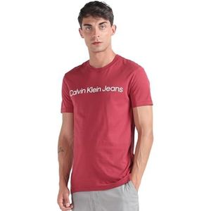 Calvin Klein Jeans Heren T-shirt met korte mouwen Institutioneel Logo Slim Fit, Granaat, XS
