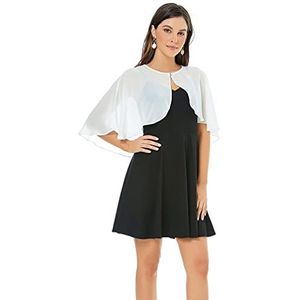 olyrjie Womens Shawls and Wraps for Evening Dress Chiffon Shawl Cape Wedding Guest Bridesmaid Capelets Scarves(Chiffon Ivory)