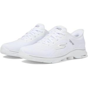 Skechers Dames GO Walk 7 Valin, wit textiel/zwarte trim, 6 UK, Witte Textiel Zwarte Trim, 6