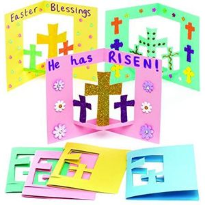 Baker Ross AW293 3D-kaarten""Kruis"" (8 stuks) – knutselidee voor Pasen voor kinderen om te versieren en als cadeau-idee