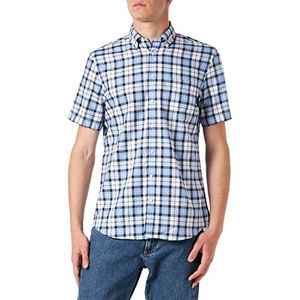 Seidensticker Men's Shaped Fit Shirt met korte mouwen, blauw, 45, blauw