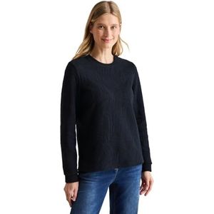 T-shirt - Bleu universel - Jacquard - Col rond - Lange Mouwen - Grafisch Motief