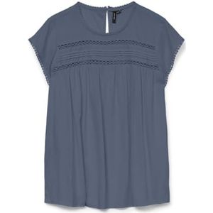 VERO MODA Vmdebbie Pleat S/L Ga Noos Top voor dames, China blue, XS