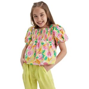 DeFacto Blouses met korte mouwen voor meisjes, groen, 6-7 Jaar