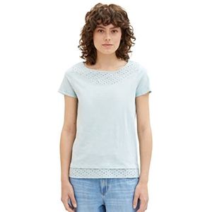 TOM TAILOR Dames T-shirt met details, 30463 - Dusty Mint Blue, XXL