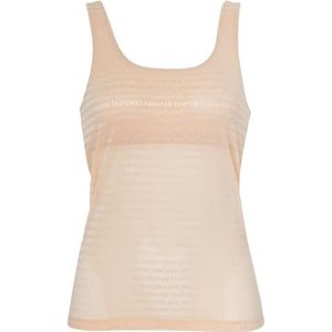 Emporio Armani Dames tanktop All Over Logo Mesh T-Shirt, nude, S