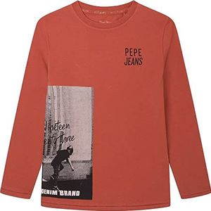 Pepe Jeans Renato T-shirt voor jongens, Rode baksteen), 10 Jaar