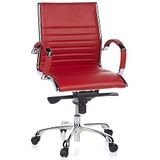 hjh OFFICE Parma 10 660532 Bureaustoel, leer, rood, design, klassiek, hoogwaardige afwerking, middelhoge rugleuning, ergonomische bureaustoel, draaistoel, XXL directeursstoel