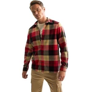 DeFacto Heren Freizeithemden Und Trachtenhemden-Klassisches Herren Hemd Shirt, Bordeaux, M