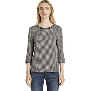 TOM TAILOR Dames Shirt met geribbelde details in materiaalmix 1021052, 25183 - Grey Small Bias Check, L