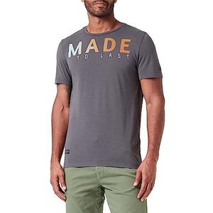 camel active Heren T-shirt met korte mouwen van biologisch katoen, donkergrijs, M