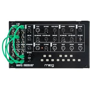 MOOG Mavis - Standalone semi-modulaire analoge synthesizerkit met keyboard; Analoge oscillator, filter, envelopgenerator; Golfmap; en stofkap