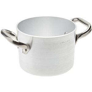 Pentole Agnelli Lijn Aluminium 3 mm hoge braadpan met 2 handgrepen 14 cm zilver/zwart