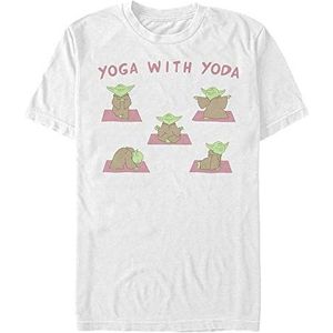 Star Wars Unisex Yoga with Yoda Organic Short Sleeve T-Shirt, White, XXL, wit, XXL