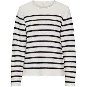 Part Two Damestrui, ronde hals, strepen, regular fit, lange mouwen, strak gebreid, Dark Navy Stripe, L