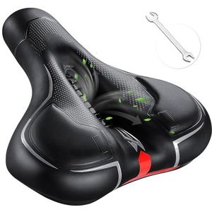 Dames Gel Soft Bike Zadel Comfortabel Extra Breed Zadel met Gat voor MTB Mountainbike, Zwart