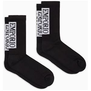 EMPORIO ARMANI MAN'S BASIC SPONS 2-PACK SOKKEN KORT ZWART TU, Zwart, One size