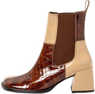 Art - 1170711F6003 - Leren Enkellaarsjes - Veelkleurig - Blokhak 60 mm