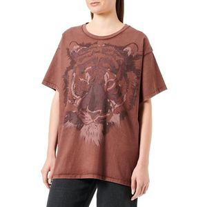 Wrangler Girlfriend T-shirt voor dames, dahlia, XL