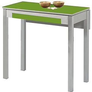 ASTIMESA Keukentafel, metaal, groen, 80 x 40 cm, uitgebreid 80 x 60 cm