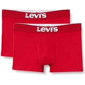 Levi's Levis Men Solid Basic Trunk Boxershorts voor heren, 2 stuks, rood (Chili Pepper 186), S