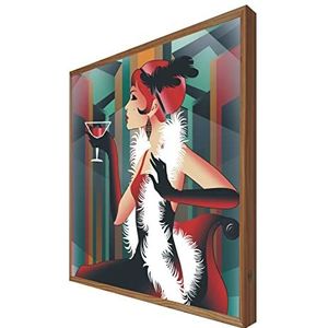 Afbeelding met houten frame met achtergrondverlichting: Dames