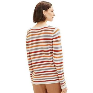 TOM TAILOR Basic gebreide trui voor dames van biologisch katoen, 32441 - Oranje Ottoman Stripe, S