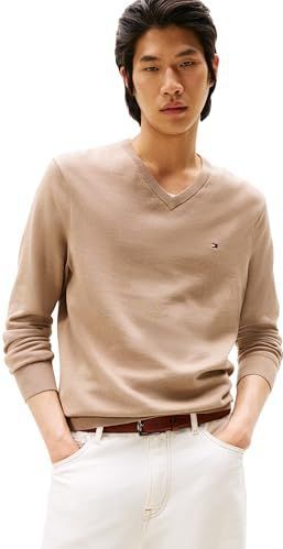 Tommy Hilfiger - ESSENTIAL COTTON V NECK - Gebreide Trui - Coastal Taupe - Lange Mouwen