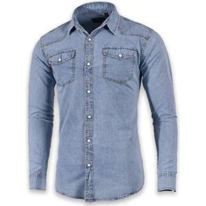 Herenoverhemd met lange mouwen en dubbele zak, Hemelsblauw, L