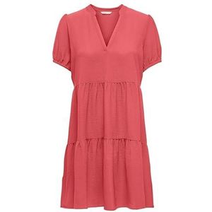 Onlnova Life S/S THEA Dress Solid PTM, roze of sharon, S