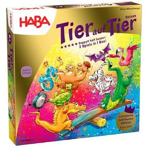 Dieren op dier Deluxe versie – stapel- en dobbelspel van hout met 30 kleurrijke dieren en wip, wiebelplezier voor het hele gezin, spel vanaf 4 jaar – 2012205001