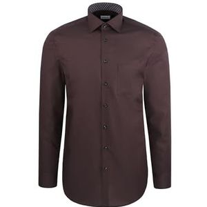 Seidensticker - Chemise d'affaires - Marron - Comfort Fit - Lange Mouwen
