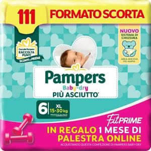 Pampers Baby Dry Fit Prime Extralarge, 111 Luiers, Maat 6 (15-30 kg)