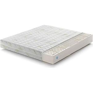 Marcapiuma dubbele matras Lattice 150 x 190 cm hoogte 18 cm - Sevenlife 18-100% latex melk medium/zacht - 7 zones aloë vera overtrek afneembaar antibacterieel 100% Made in Italy