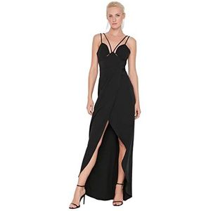 Trendyol Maxi Wrapover Fitted Evening & Prom Dress voor dames, zwart, 36