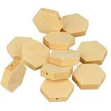 Artemio 21005005 Set van 15 platte zeshoekige kralen om te versieren, hout, geel, 9 x 1,5 x 13 cm