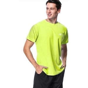 MeetHoo Rash Guard UV-T-shirt voor heren, UPF 50+ Top zonbescherming T-shirt met korte mouwen voor surfen, hardlopen, zwemmen, Fluorescentyellow, M